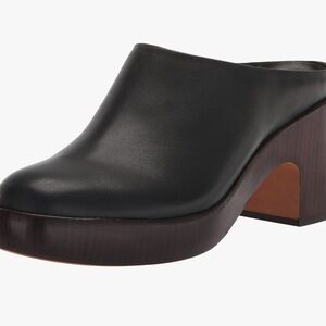 Vince Black and Brown Leather Mules with Chunky Platform Navina 8.5